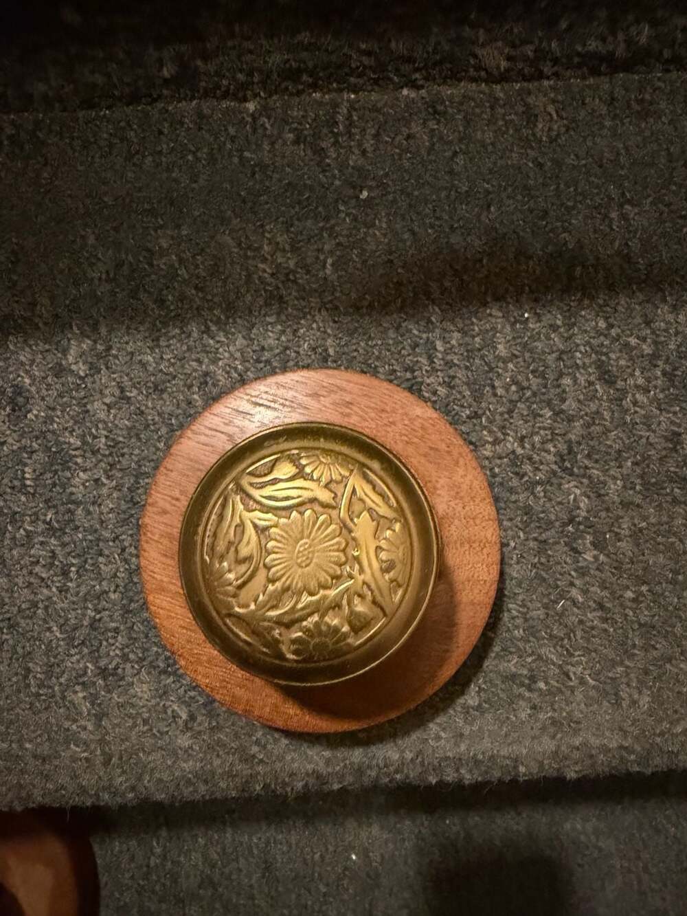 Antique 1890 Norwalk Blue Bell Pattern Repousse Brass Door Knob